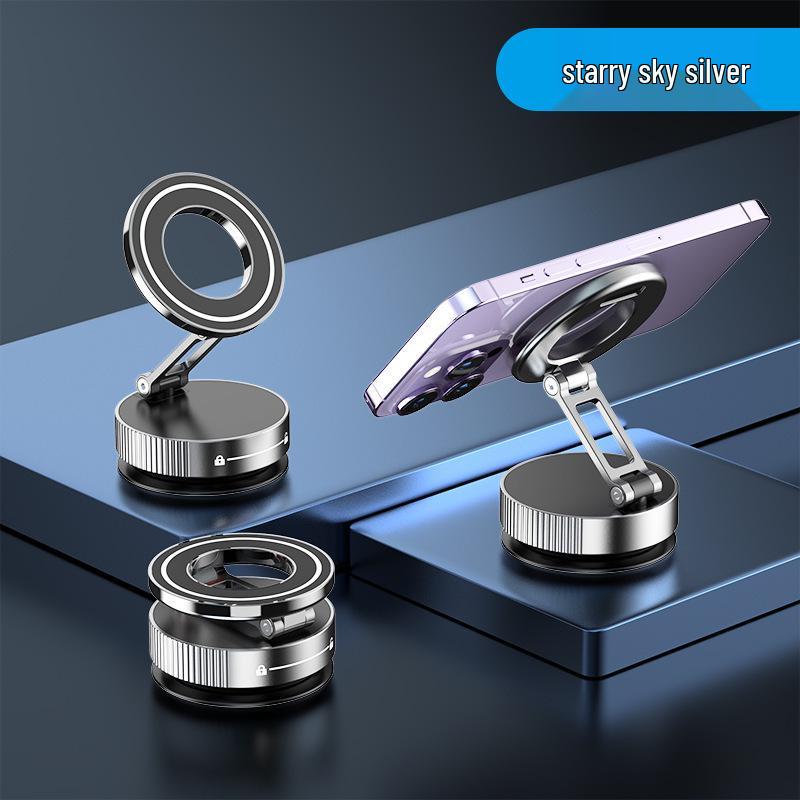 K11 Zinc Alloy Magnetic Car Phone Holder - Foldable Vacuum Suction Mount