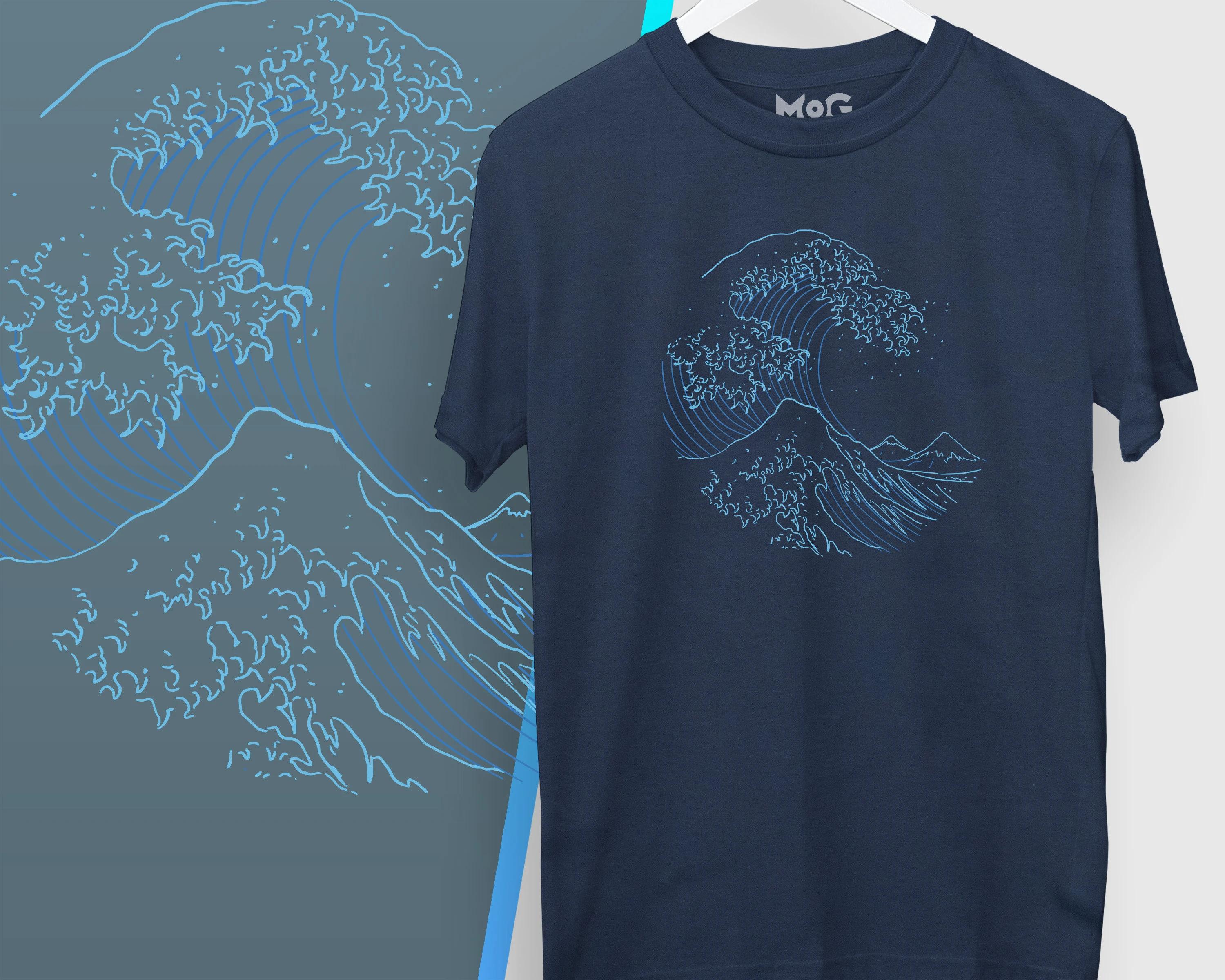 

Японские футболки Хокусай Большая волна для мужчин, Эстетичные графические футболки с японским искусством, Рубашка в стиле Vaporwave Канагава, Подарки из Японии ему ей S