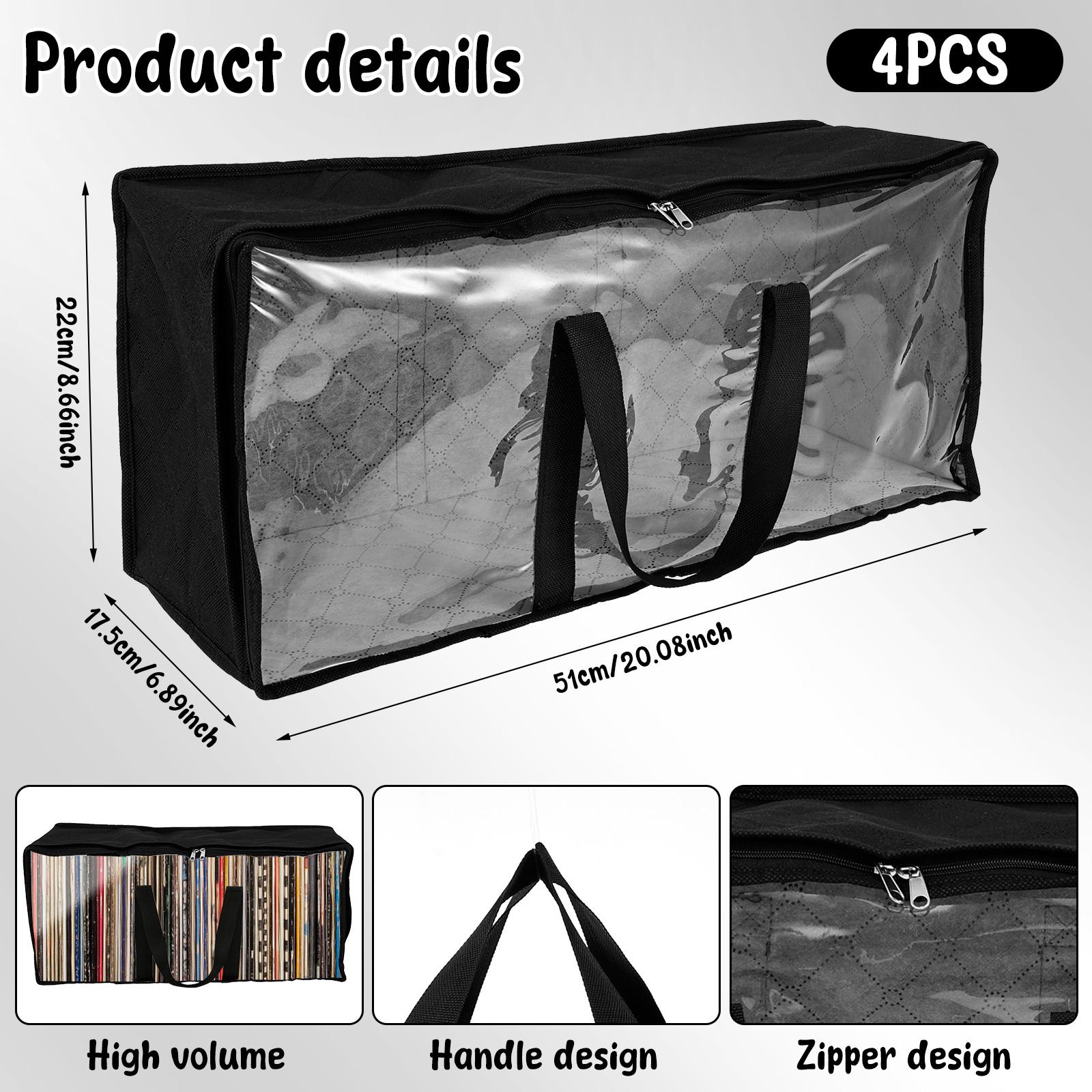 

4 Pcs Large Opening DVD Storage Bag PVC Clear DVD CD Case Holder Organizer with Zipper and Handle Convenient Media Organizer Bag