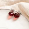 Ankela Red Translucent Three-Dimensional Peach Heart Earrings, Light Luxury High-End Sweet Girlish Temperament Earrings In Autumn And Winter