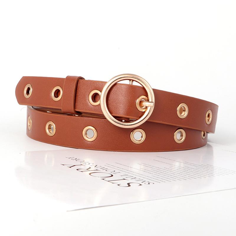 Versatile Pu Leather Belt For Women With Punching Detail And Buckle Metal