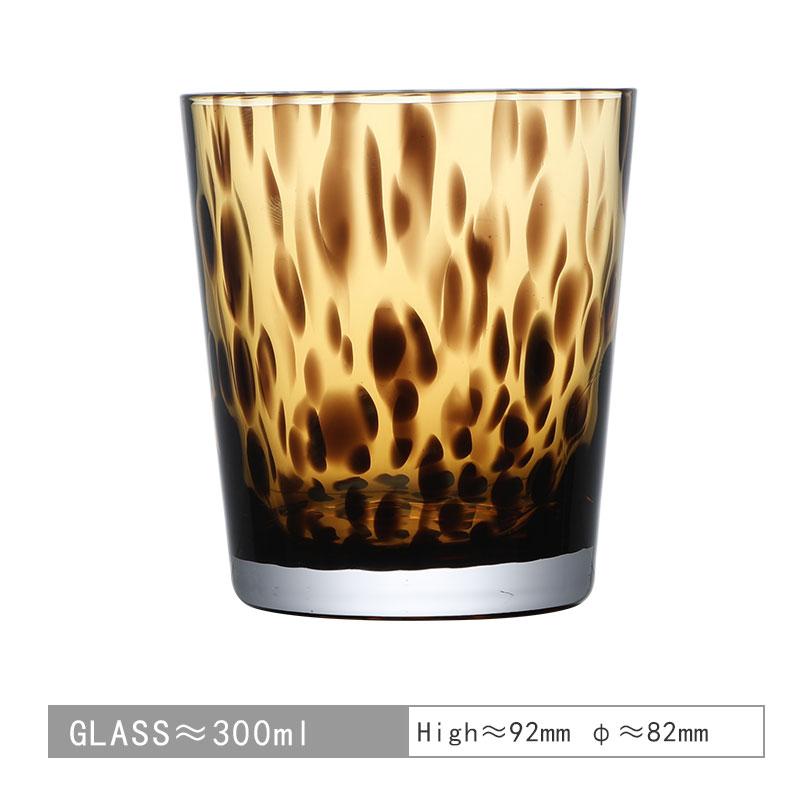 Retro Amber Leopard Print Cup Salad Bowls Dessert Bowl Glass Bowl Glassware Handmade Egg Shape Water Teacup Bowl Goblet Beer Mug 1PCS