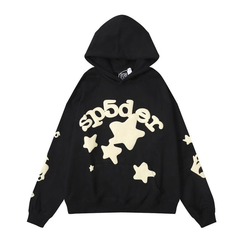Unisex Hip Hop Oversized Hoodie With 3D Foil Web Print Cotton Heavyweight Sweatshirt Winter