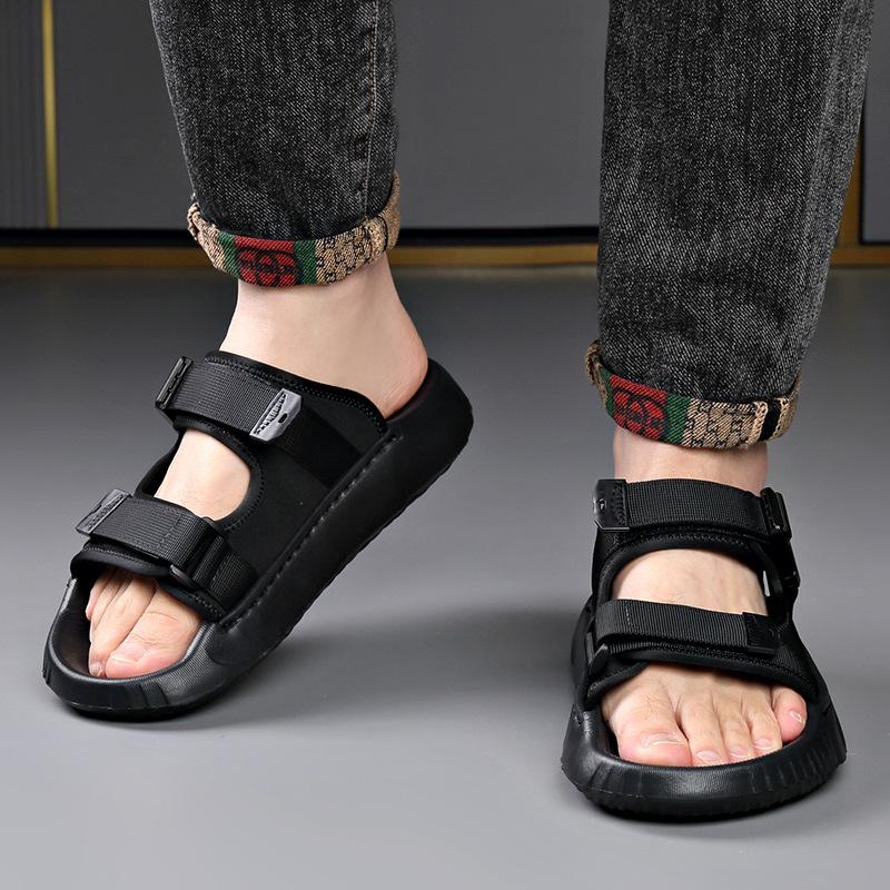 Fashion Spring Summer New Designer Slippers for Men Black Thick Soled Beach Shoes Male Wear-resistant Breathable Casual Men's Flip-flops