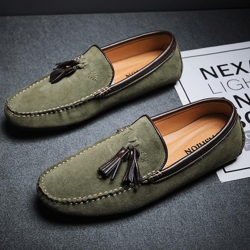 Fashion Man Summer Fashion Handsewn Genuine Leather Suede Shoes Men Casual Loafers Male Breathable Loafer Footwear Male Comfy Mocassins