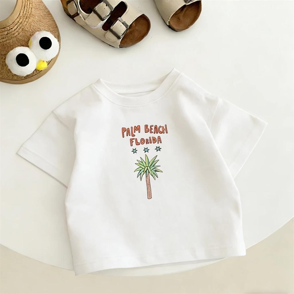 2026 Summer Clothes Kids Boys Fashion Clothing Shortsleeved Tops Cartoon Printed Tees Girls Baby Lovely Tshirt Outer Wear
