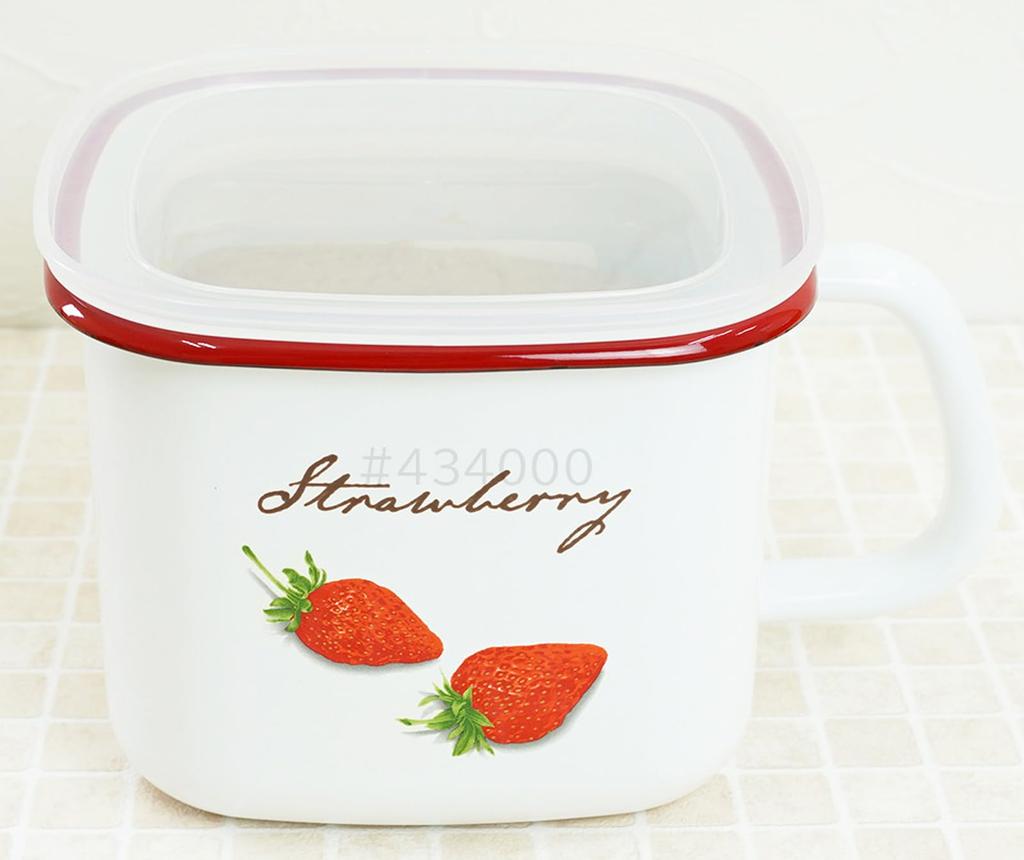 Fuji Enamel Strawberry Stockpot Square 1.5L STB-KP