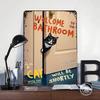 Welcome Bathroom Cat Art Tinplate Poster Customized Wall Art Vintage Metal Signs Retro Tin Plaque for Bar Accessories Desk Decor