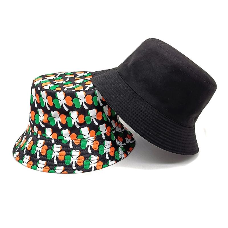 Fisherman Hat Bucket Hat for Girls Shamrock Reversible Casual Hat for Sports Gym Mountain Camping Hat Outdoor Sunshade