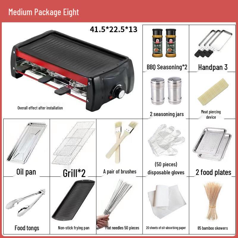 Smokeless Electric BBQ Grill & Roaster - Double Layer Griddle, Grill Pan, and Charcoal Rack