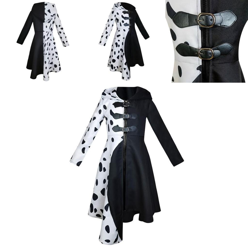 101 Dalmatiner Schwarzweiß Hexe Cruella De Vil Cosplay Kleid