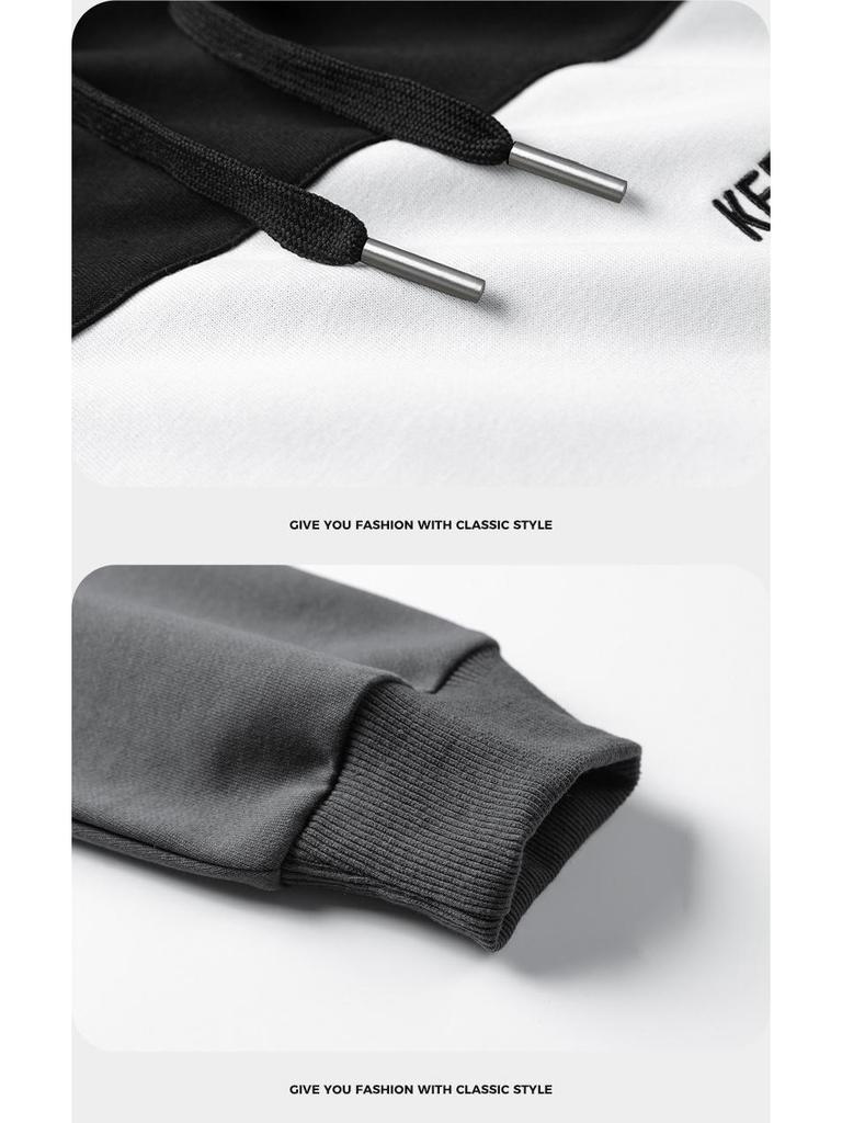 Мужская свободная повседневная толстовка с капюшоном и вышивкой на весну и осень