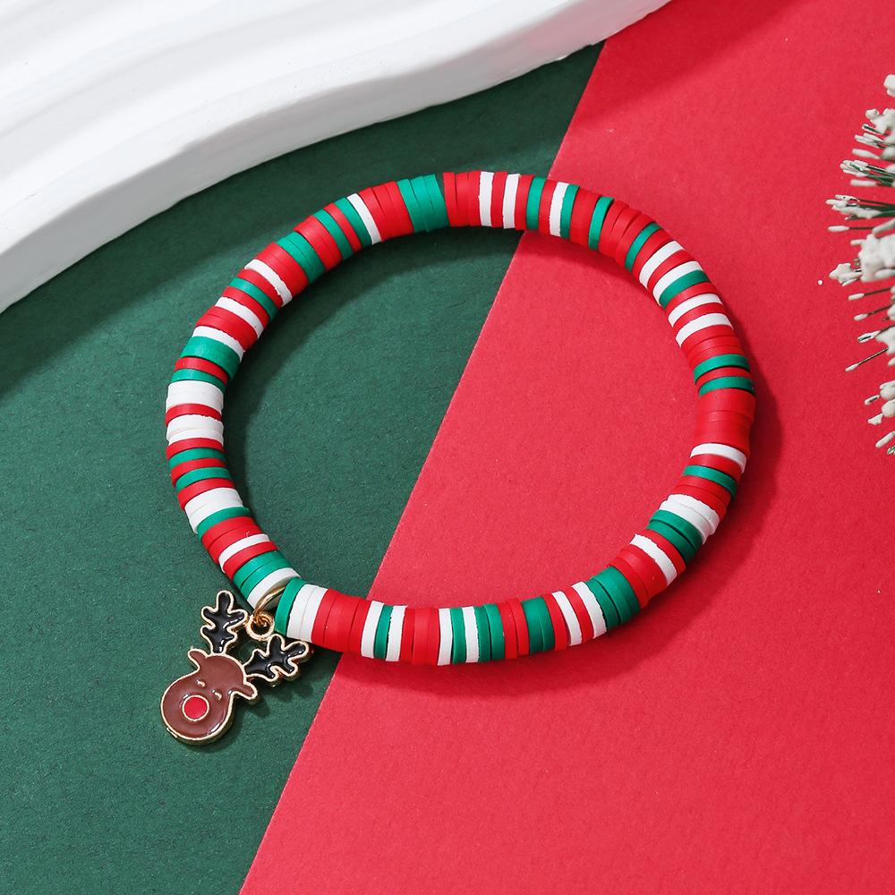 European and American Christmas popular soft pottery bracelet, elk snowman Christmas tree alloy pendant, gift jewelry