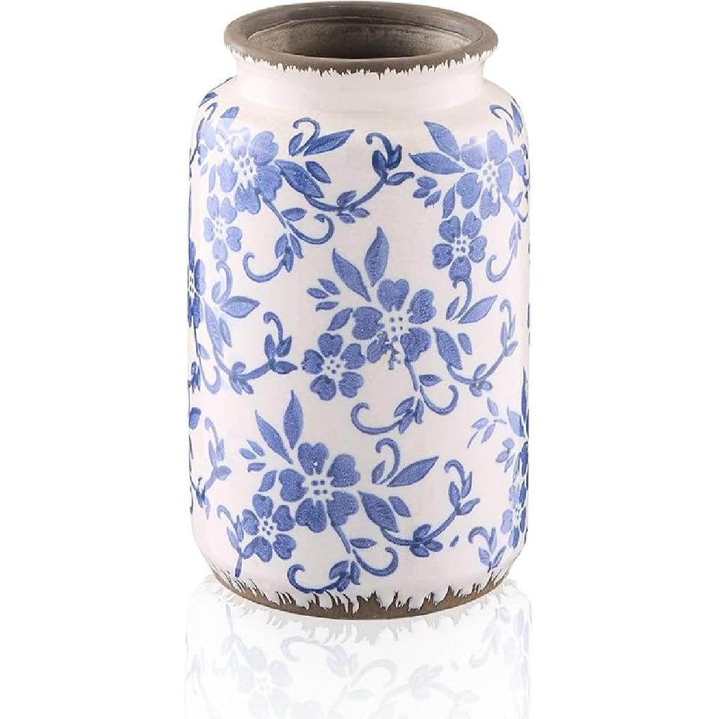 Chinese Blue and White Porcelain Vase, Ceramic Flower Vase Home Décor, Vases for Your Kitchen, Bedroom, Living Room, Bathroom, & Shelf Centerpiece