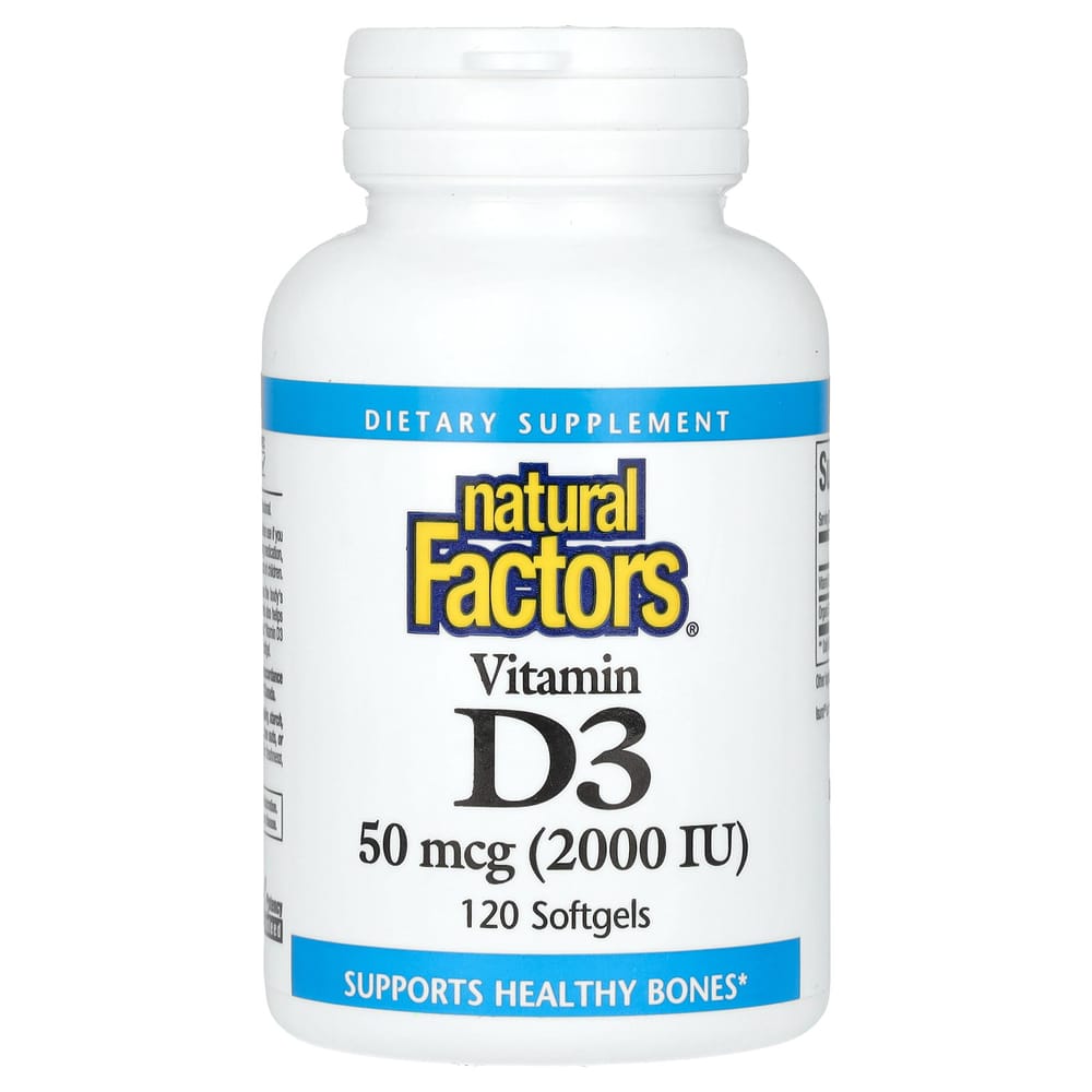iHerb Natural Factors Vitamin D3 50mcg (2000 IU) Softgels, 120 Count