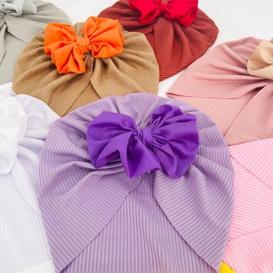 Baby Turban Threaded Bowknot Comfortable To Wear Soft-touching Summer Infant Lovely Kids Beanie Headwear Hat Birthday Gift