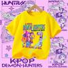 New K Pop Demon Huntersd T-shirt for Children Cartoon Birthday Number Printed T Shirts Girls Short Sleeves Tops Kids Clothing