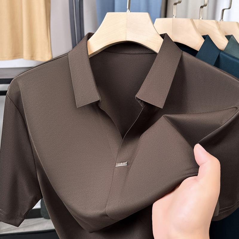 Original Designer High-End Men's Polo Shirt Lapel Short Sleeve Summer New Breathable Seamless Business Office Casual Men's Wear