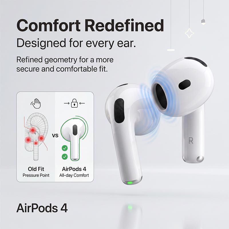 TWS Wireless Earbuds Compatible AirPods 4 Active Noise Cancellation Spatial Audio IP54 Sweatproof Bluetooth Headphones