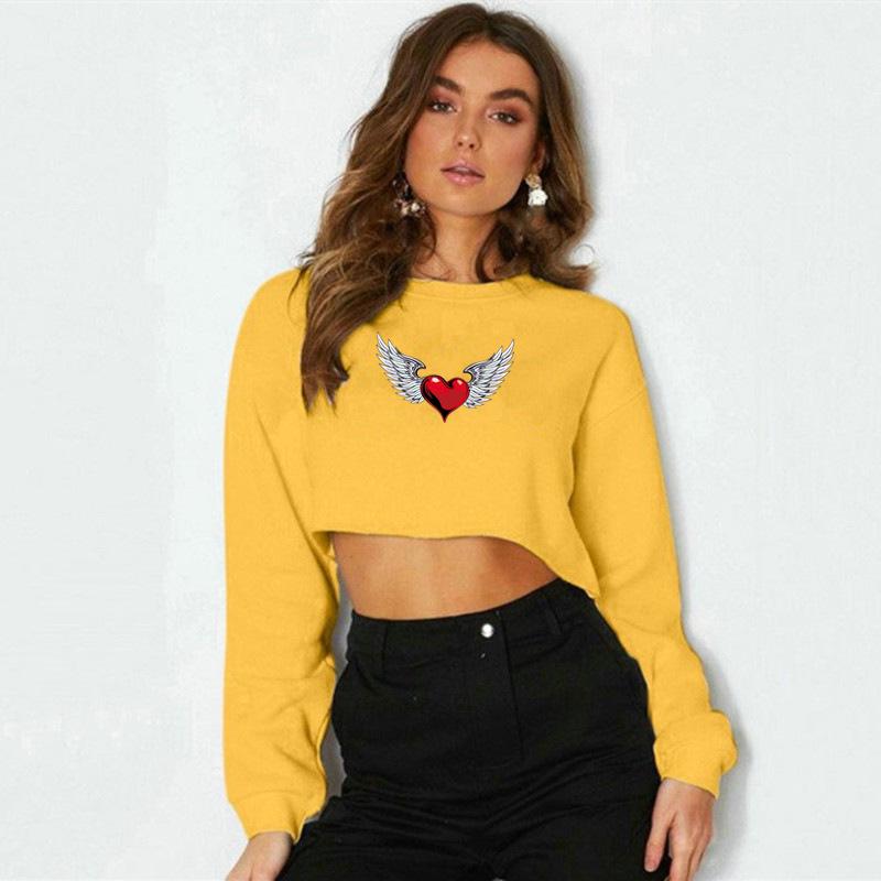 European & American Women's Long-Sleeve Short Sweatshirt - 2021 Autumn Collection