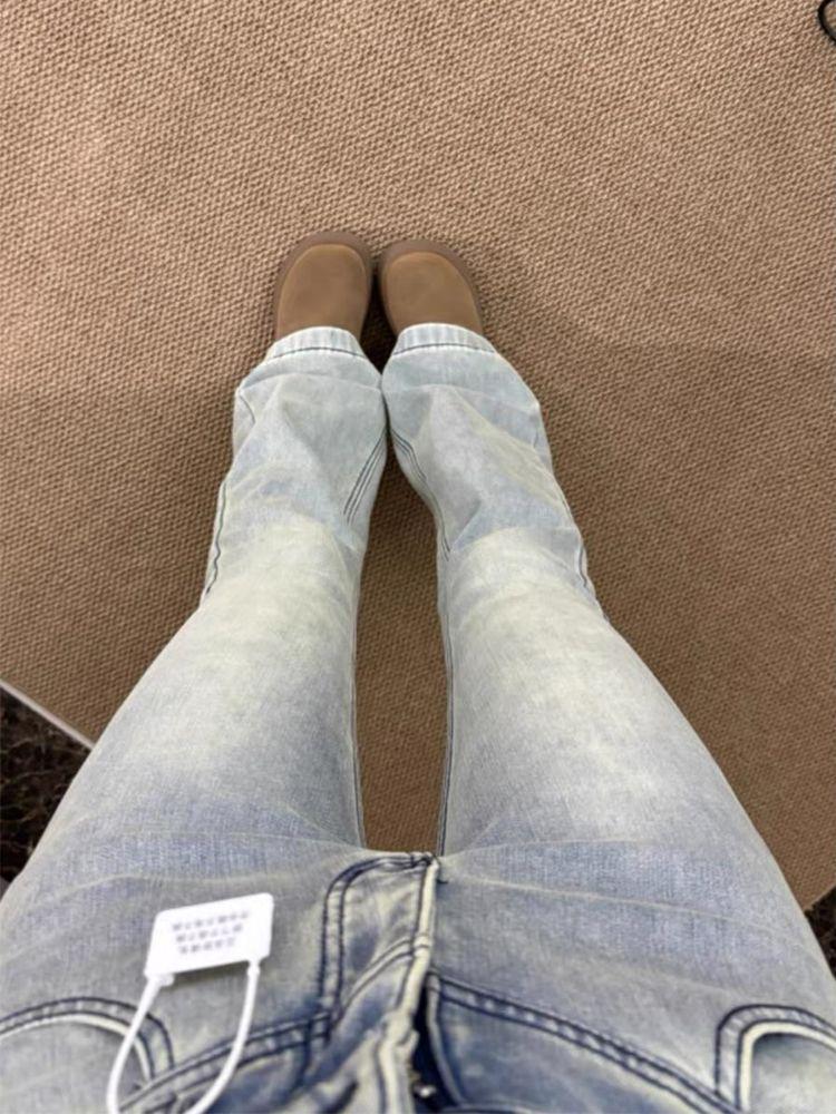 Übergröße Retro Stretch Hohe Taille Micro Flare Jeans für Birnenförmige Frauen - Schlankmachende Gerade Bein Bootcut Hosen für Frühling und Herbst