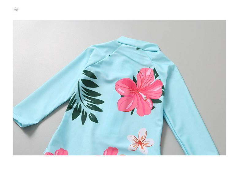 Trendy Korean Toddler Girl's One-Piece Sunscreen Swimsuit Set