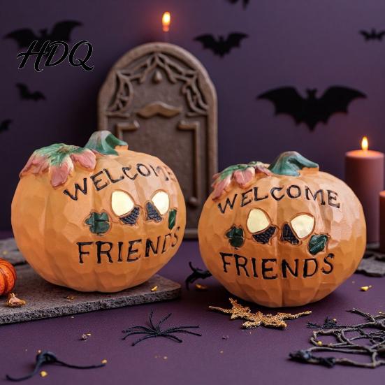 Compact Sand Table Landscaping Props Harvest Halloween Pumpkin Figurine Resin Welcome Ornament Autumn Thanksgiving Hand Painted Holiday Centerpieces