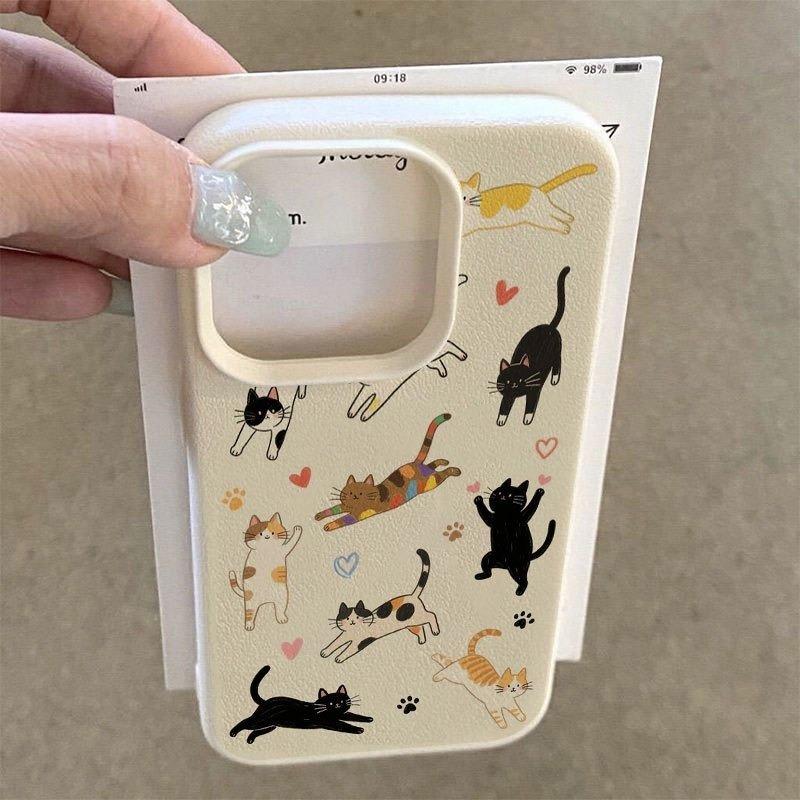 Cute Cartoon Cat Paw Heart Pattern Design Protective Cover for iPhone 17 16 15 14 13 12 11 16E Series Pro Max Plus