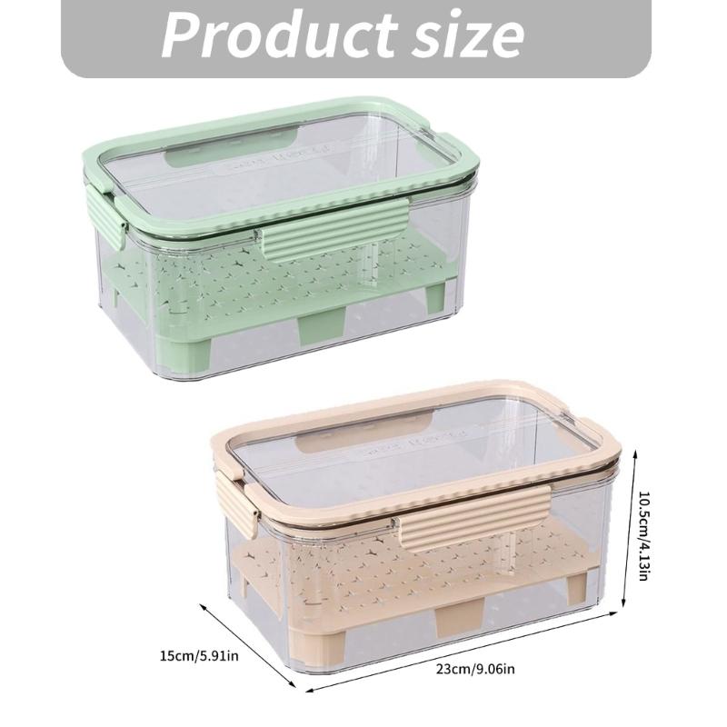 PET Produce Storage Container with Lid and Carry Handles, Clear Food Box for Refrigerator Shelf, Countertop, and Lunch Prep
