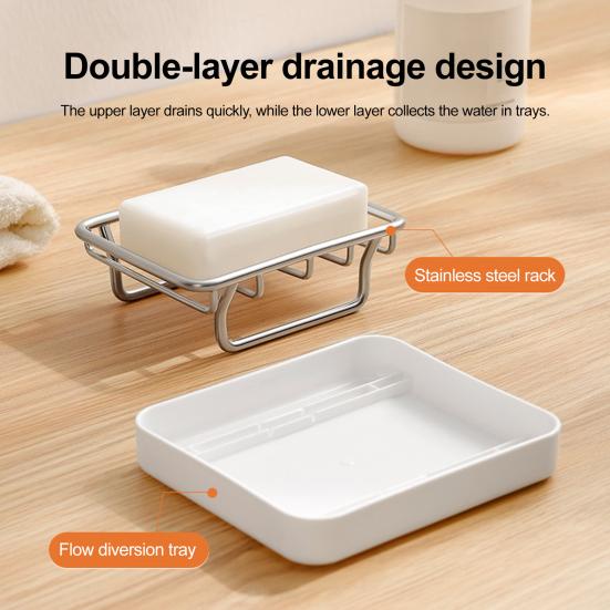 Steel Soap Holder with Independent Drainage Layer Double-Layer Design Bathroom