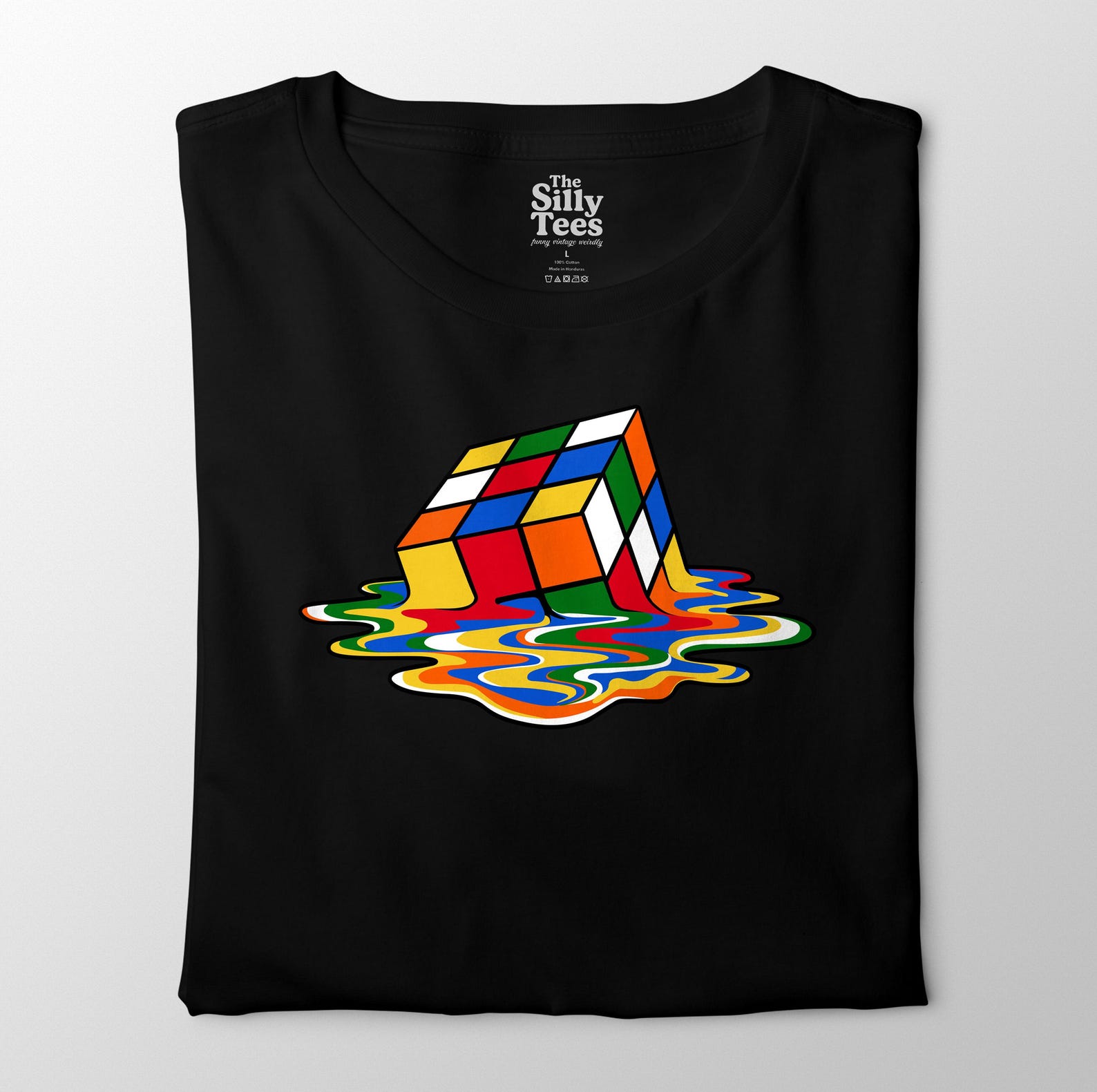 Melting Rubik s Cube T-Shirt: Retro 80s Vaporwave Graphic Tee L