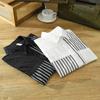 Spring Summer100 Cotton Long Sleeve White Shirt Men Square Patchwork Striped Shirt Korean Fashion Mens Shirt Daily Casual Tops