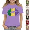 Children's Casual Carnival Print T-shirt, Round Neck Pullover Short-sleeve Top