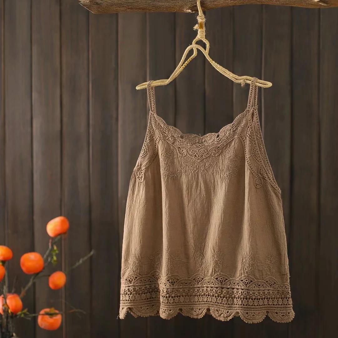 

Летние кружевные майки, топы, женские сексуальные свободные модные женские топы без рукавов с открытой спиной, белая женская одежда one size светло-коричневого