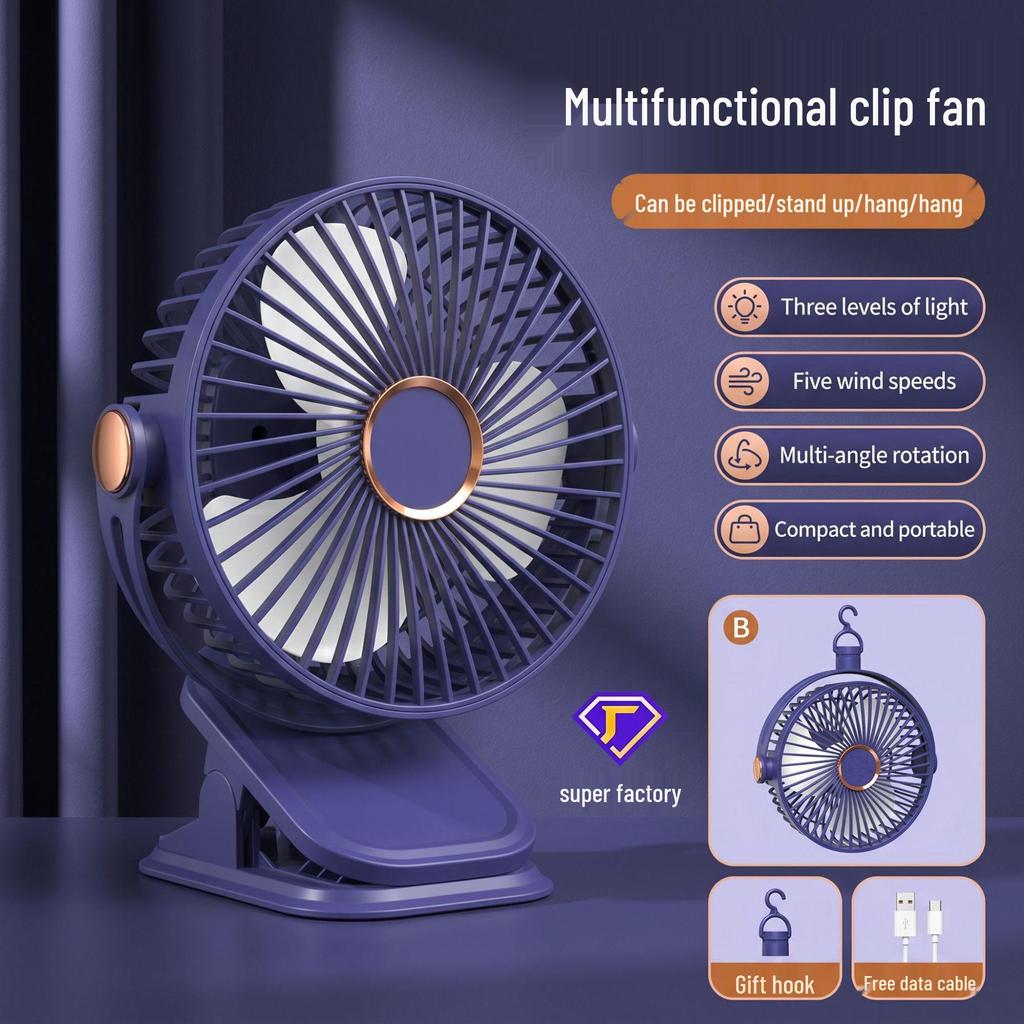 Portable Folding Desktop Fan with Long Battery Life - Clip, Stand, or Hang for Office Use