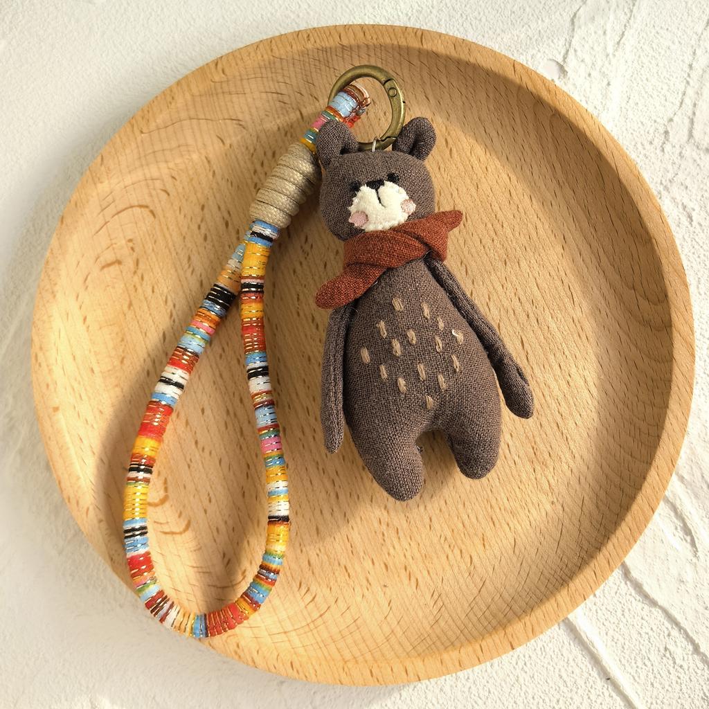 Pendentif de dessin animé en tissu fait main, poupée, porte-clés, accessoires de sac, collection de bijoux d'animaux mignons