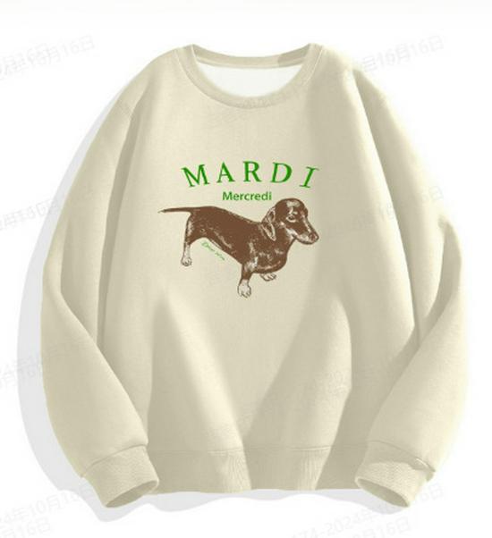 Korean Dachshund Print Sweatshirt 2024: Unisex Round Neck 320g Cotton, Kim Go-eun Inspired