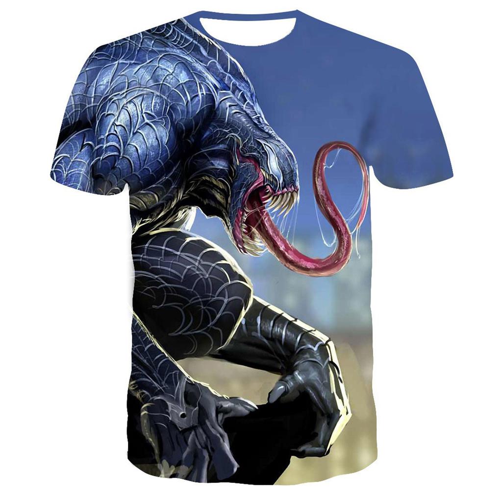 Quick Drying Breathable Venom Themed Printed Summer Men's T-Shirt Short Sleeved Round Neck Comfortable Sports Tshirt Tops