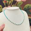 Turquoise natural freshwater pearl necklace female versatile high sense light luxury new Chinese dopamine beaded collarbone chain