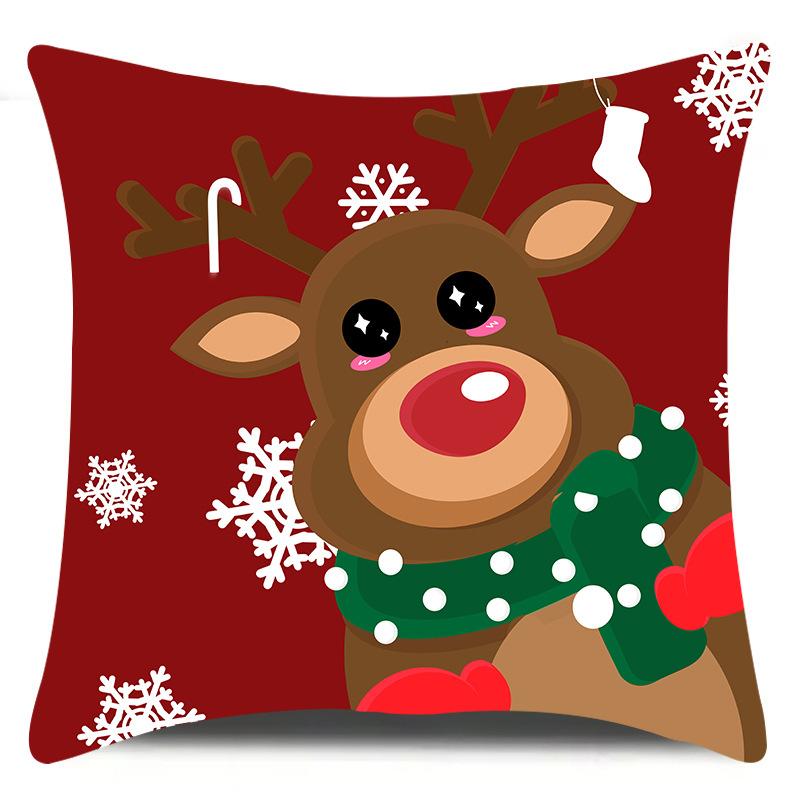 Santa Claus Elk Christmas Tree Simple Printed Pillow Case Home Decoration Sofa Bedside Nap Soft Pillow