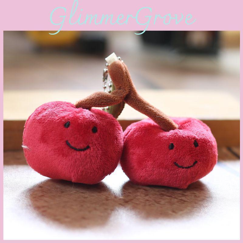 Cherry Plush Keychain Backpack Charm Soft Stuffed Toy Gift For Kids Teens