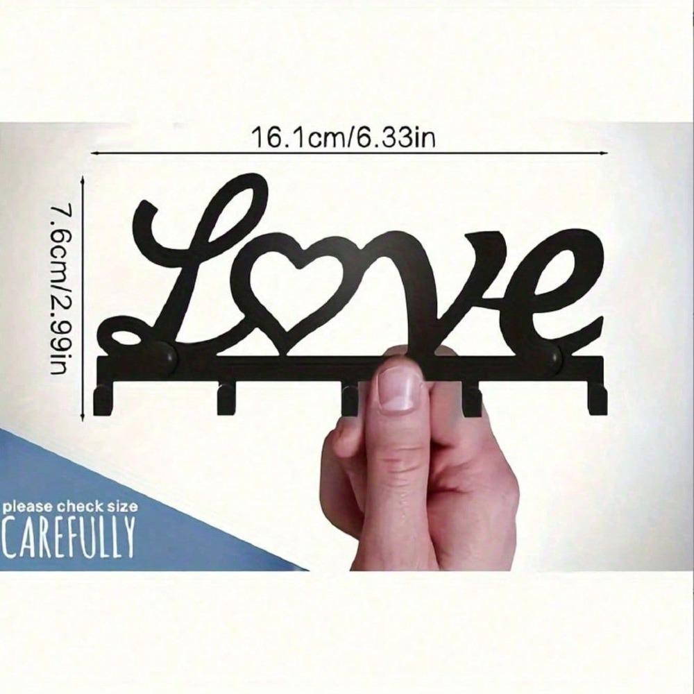 Black Metal Wall Mounted Key Holder Gothic Love Design Entryway Organizer Spooky Halloween Christmas Home Decor Living Room Gothic Gift