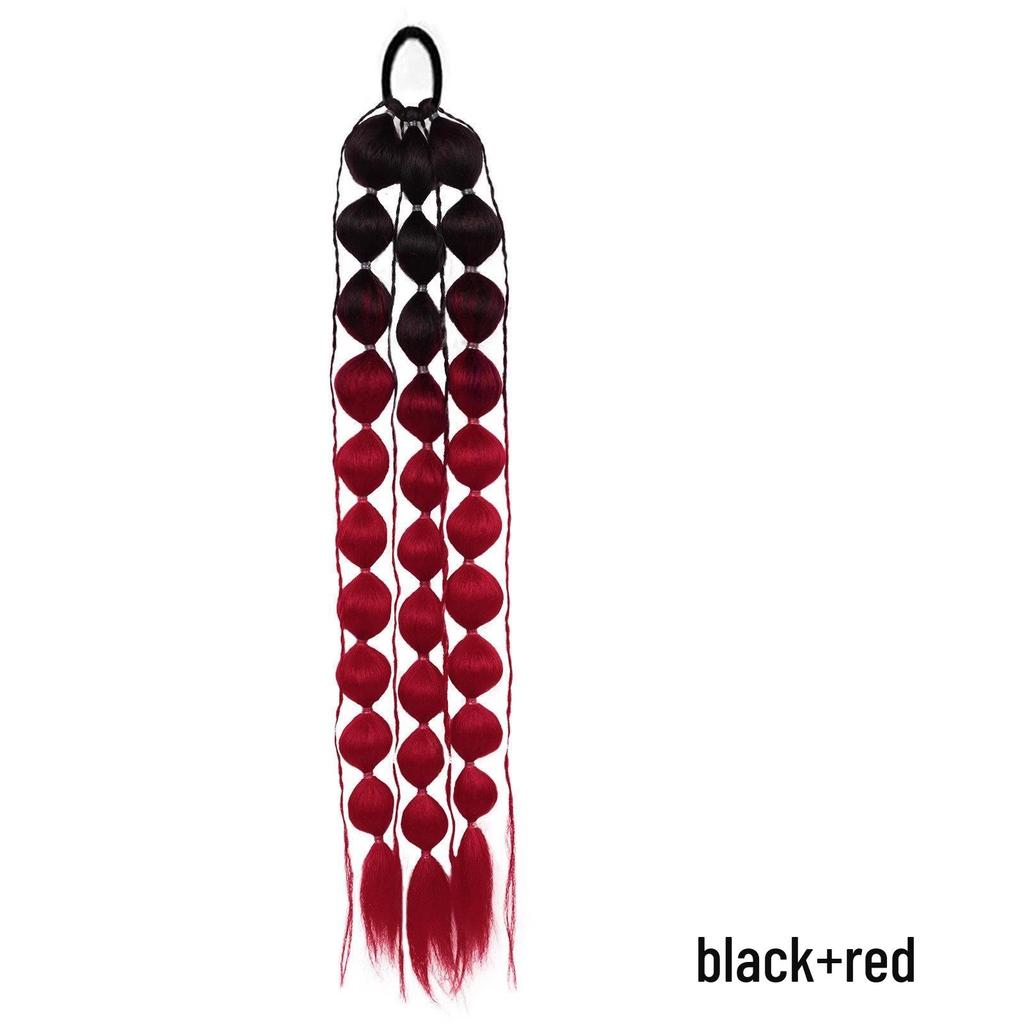 European Style Gradient Lantern Bubble Ponytail: Fashionable Women's Long Hand-woven Braid
