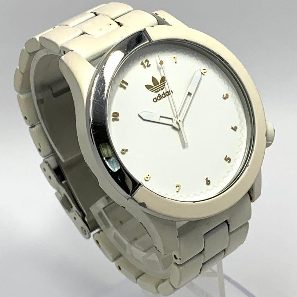 Used 127 [Battery replaced and cleaned] Working item NIXON men's watch Nixon adidas white rotating bezel screw pack quartz