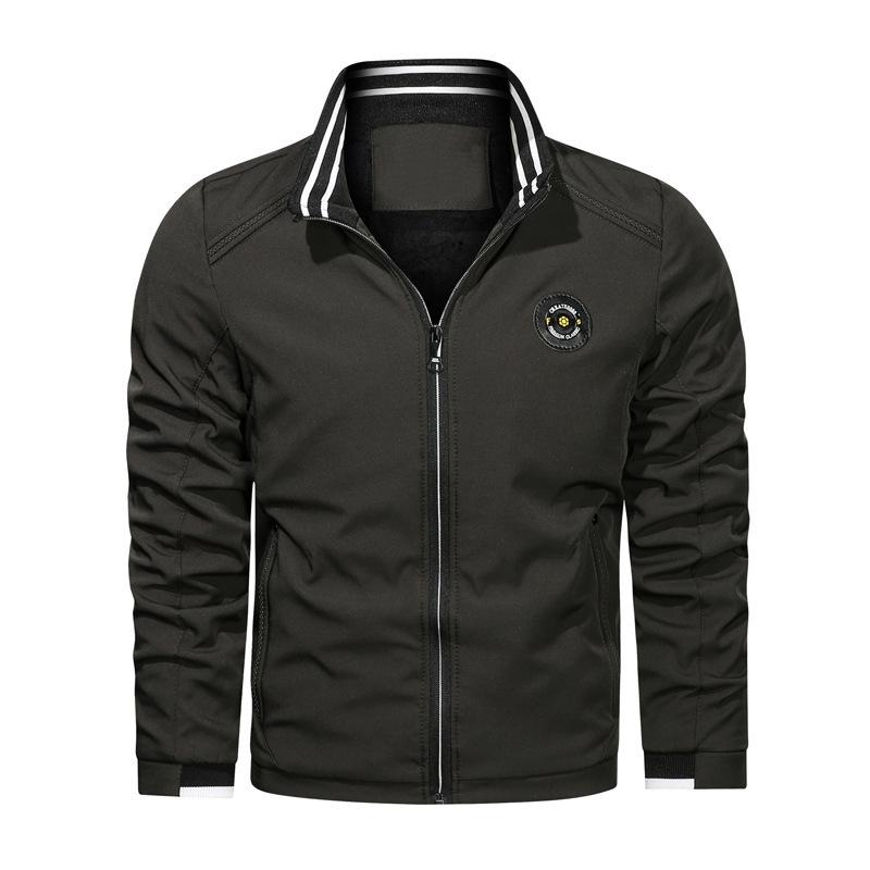 

Модные и модные мужские куртки весны и осени.. Молодежные повседневные мужские куртки с воротником-стойкой. XXXL армия зеленый