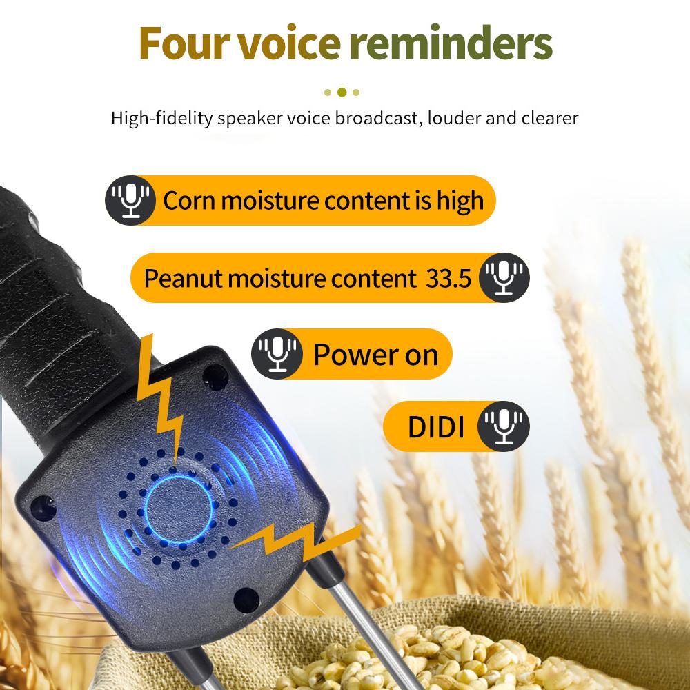 New Voice Handheld LCD Grain Moisture Meter for 25 Kinds Grains Corn Wheat Rice Bean Peanut Soybeans Corn Humidity Tester
