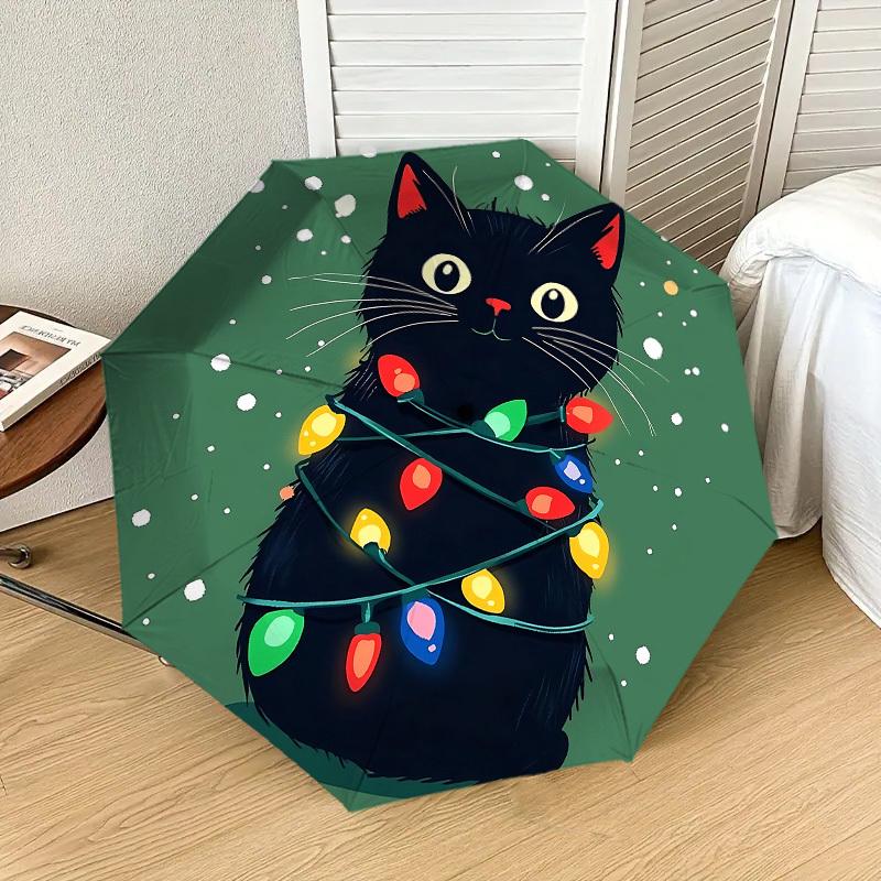 Christmas Cat Lights Umbrella: - Automatic Opening & Closing, A Festive Gift for Outdoor Adventures 130