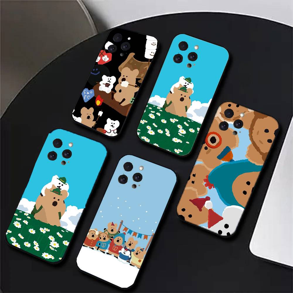 Cartoon Animation D-Dinotaeng Phone Case For IPhone 17 Air 16 15 14 13 Pro Max 11 12 Black Silicone Cover