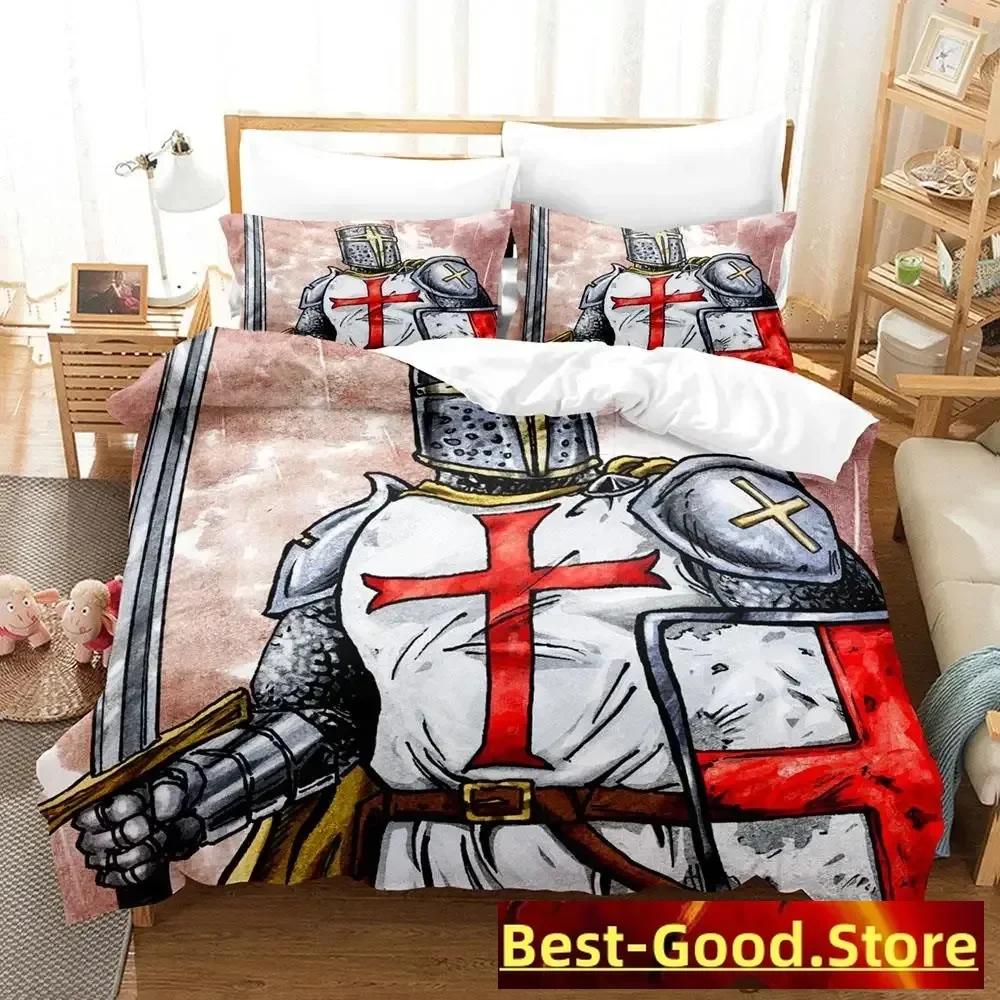 

Comforter Christian Knights Templar Bedding Set Printed Bed Set With Soft Single Double Queen Super King Size Comforter (quilt)-EU Single(135*200cm)3pcs