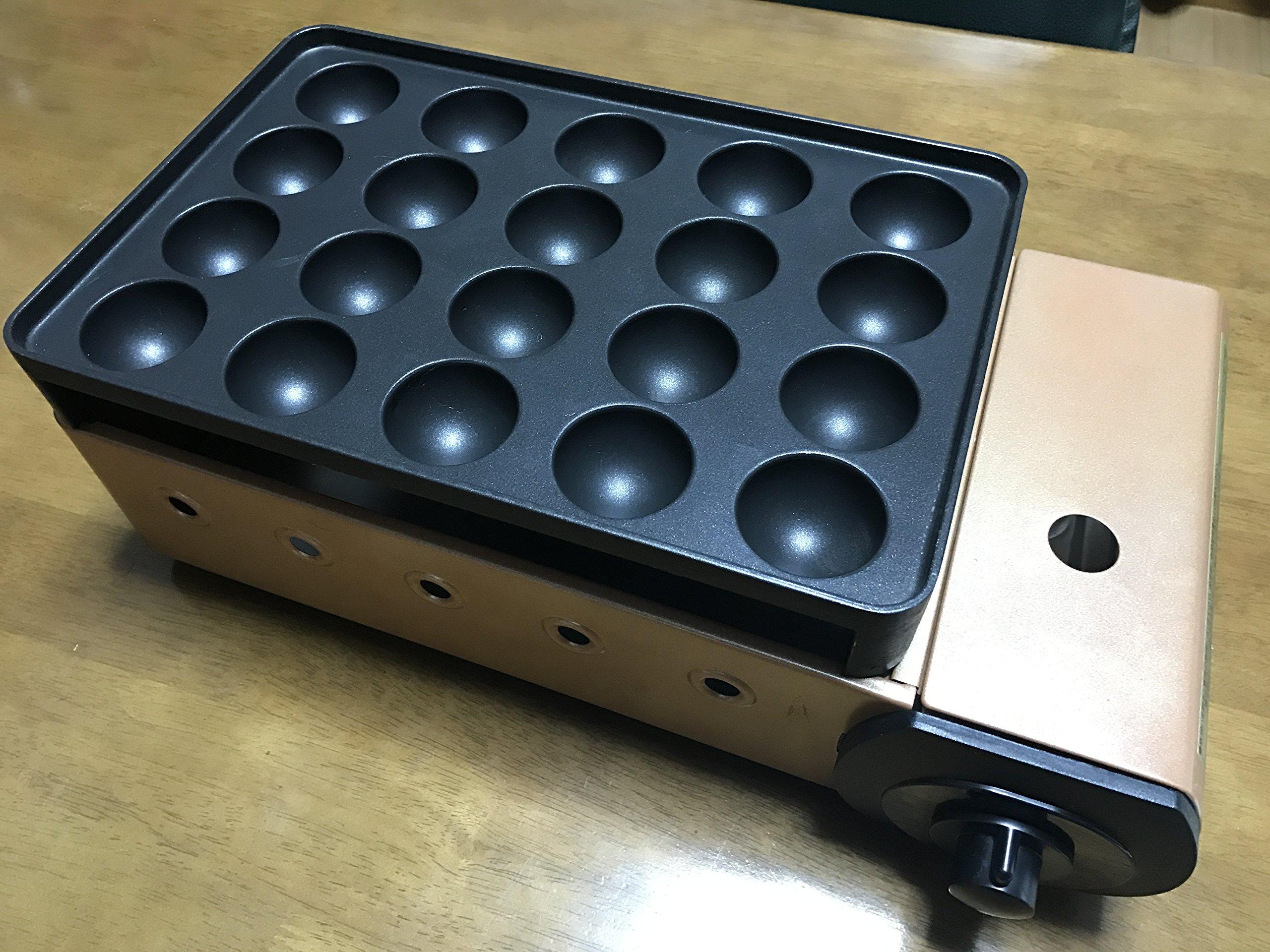 

Iwatani Cassette Grill Takoyaki Maker, Flame Tako, 20 Holes (Includes Recipe and 5 Bamboo Skewers) CB-TK-A